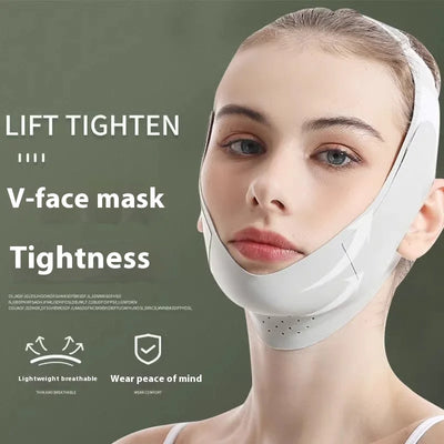 V-Lift Face Mask with Breathable Fabric, Anti-Aging Face Sculpting Band for Double Chin Reduction, Reusable Facial Lifting Strap