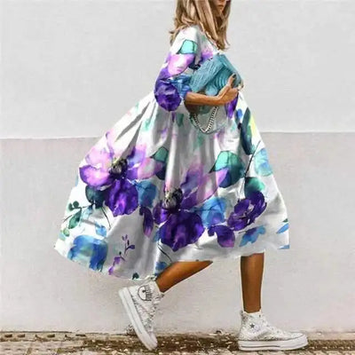 Dresses For Women 2023 Autumn New Loose Color Printed Vestidos Fashion Casua Party Vacation Ladies Bohemian Beach Dress MsChuh
