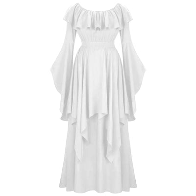 Renaissance Dress For Women Long Sleeves Medieval Off Shoulder Elastic High Waist Smocked Dress Elegant Evening Gown Plus Size