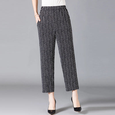 XL-8XL Summer Women Harem Pants Casual High Waist Pants Printed Elastic Waist Middle Aged Women Trousers Summer Bottoms