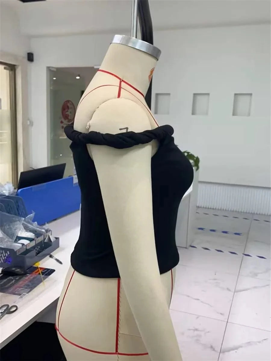 Women Twisted Off Shoulder Tank Tops