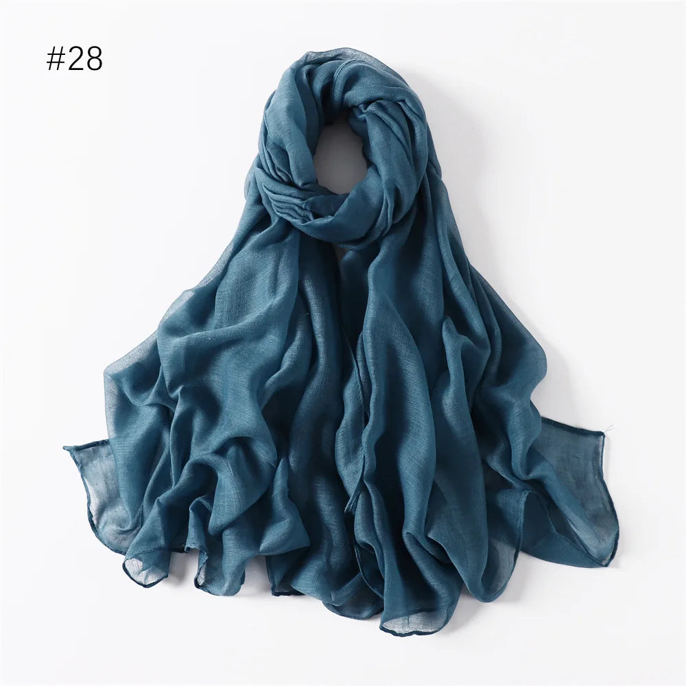 New Cotton Linen Scarf For Women Girls Students Autumn Classic Solid Color Scarves Retro Soft Foulard Viscose Female Wrap Shawls