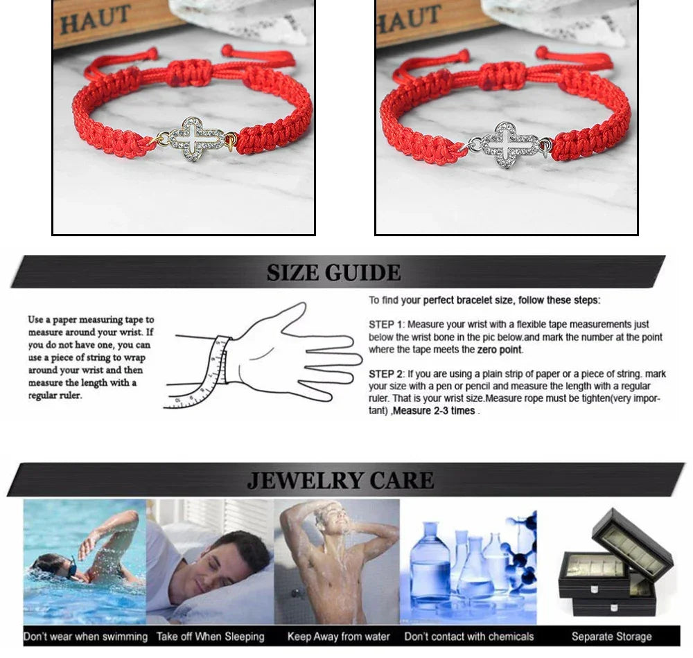 High Quality Crystal Hollow Cross Braided Bracelet Prayer Healing Bangle&Pulsera Chain Women Yoga Jewelry Gift
