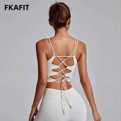 Yoga Sports Bras for Women Open Back Design Padded Crop Top