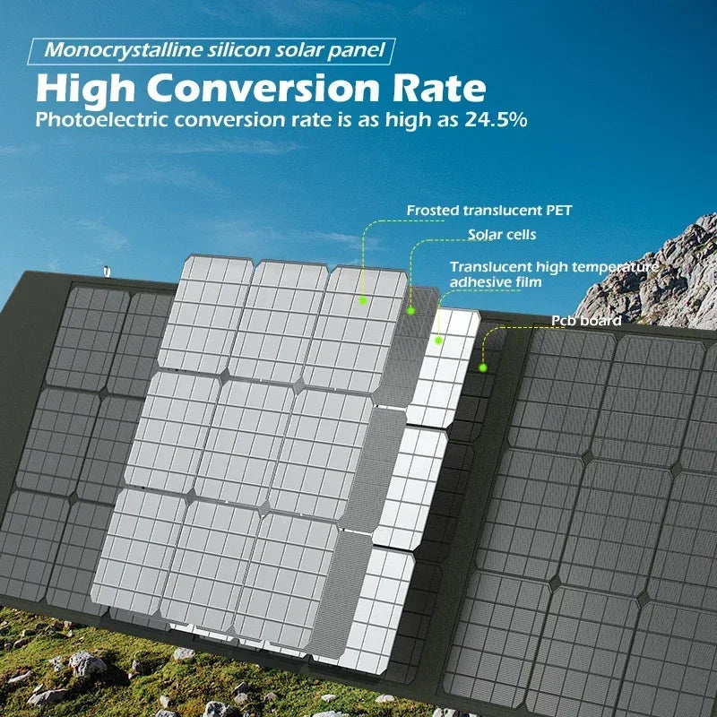 Flexible, Foldable, High Efficiency Solar Panel, Travel & Phone & Boat, Portable 12V 2000w 1500w 1000w 500w Solar Panel Kit