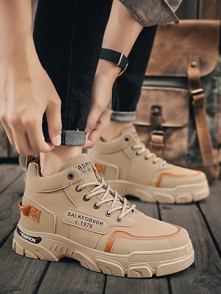 Men's Boots Are Durable, Anti-slip, Fashionable and Trendy New Low-top PU Leather High-quality Outdoor Mountaineering Work Boots