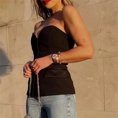MUJER 2025 Corset Top Women White Black Crop Top Female off Shoulder Bustier Top Woman Vest Sexy Backless Tube Tops for Women