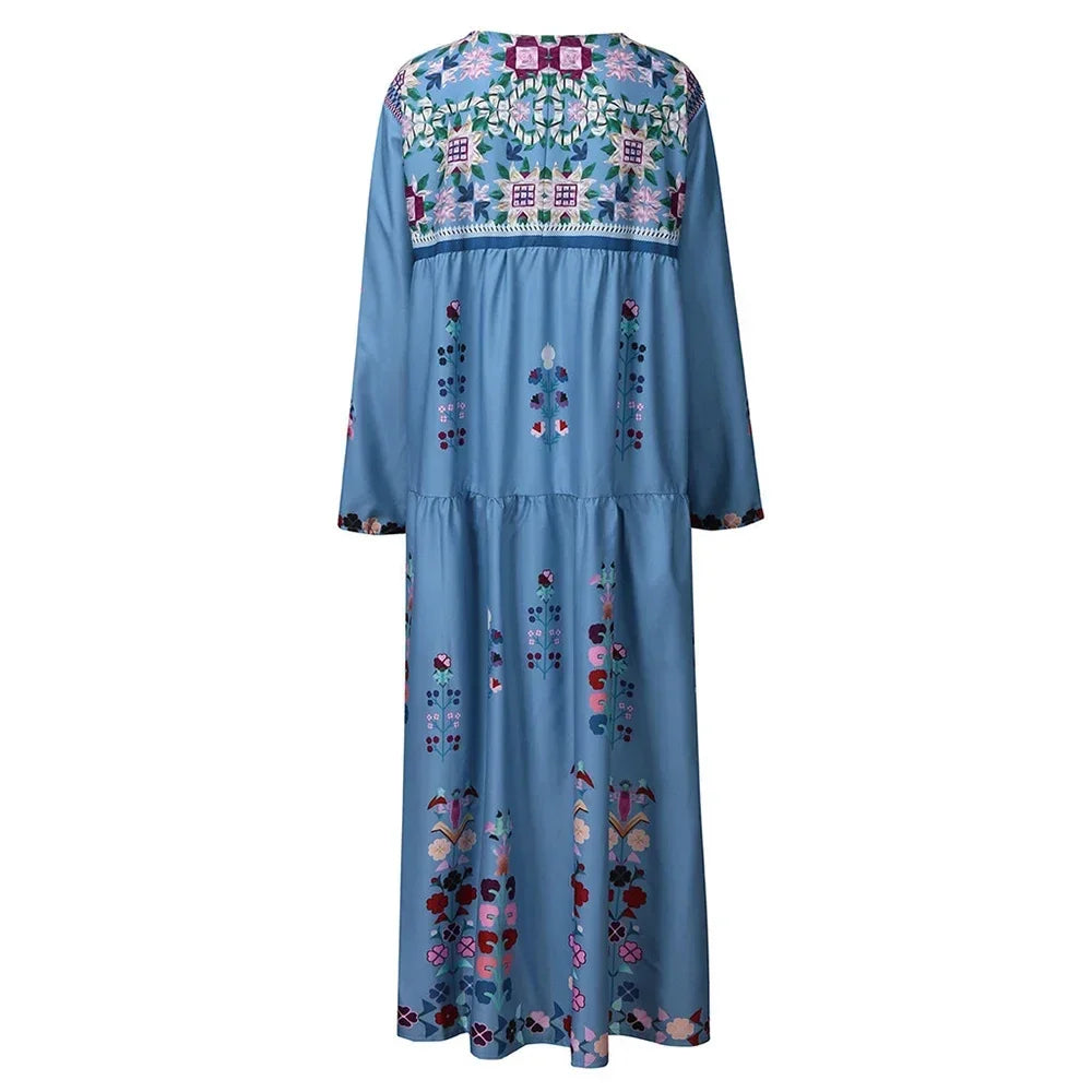 Long Dress for Women 2023 Autumn Beach Bohemian Dresses Casual Vestido Robe Female Clothing Y2K Floral Skirt Elegant Maxi Dress