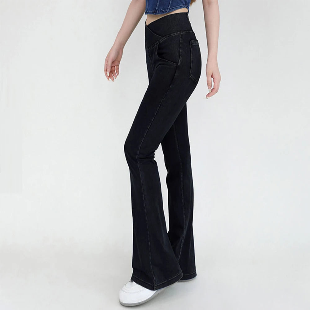 Casual Jeans Womens Activewear Women Bell Bottom Pants High Waist Yoga Flare Leggings 4 Way Stretch Denim Fitness Workout Sports