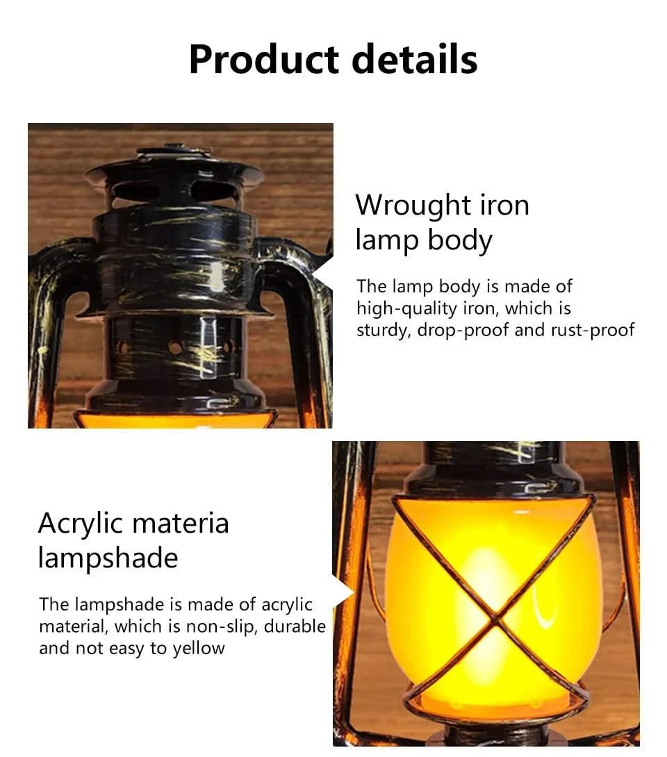 Retro Portable LED Night Light 3 Lighting Modes Horse Lantern Lamp Rechargeable Hanging Camping Lights for Travel Desktop Decor