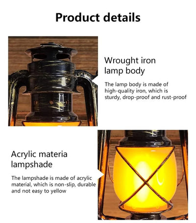 Retro Portable LED Night Light 3 Lighting Modes Horse Lantern Lamp Rechargeable Hanging Camping Lights for Travel Desktop Decor