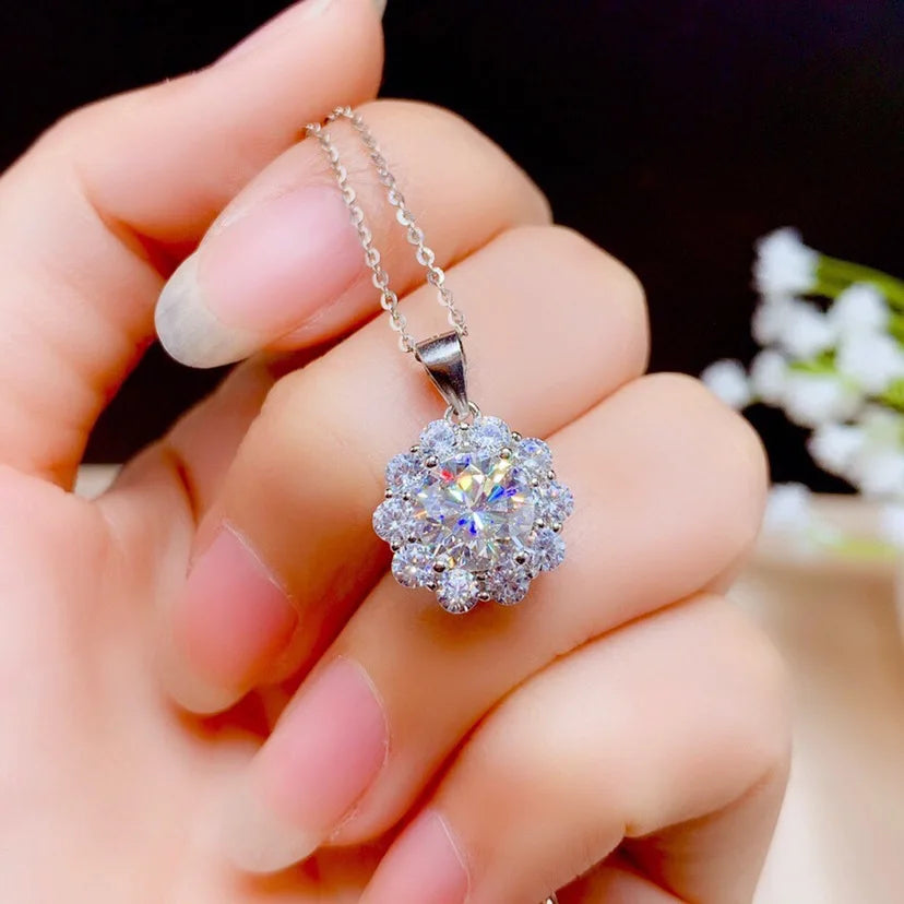 2ct Lab Diamond Solitaire Pendant Necklace 925 Sterling Silver Choker Statement Necklace Women Silver 925 Jewelry With Box Chain
