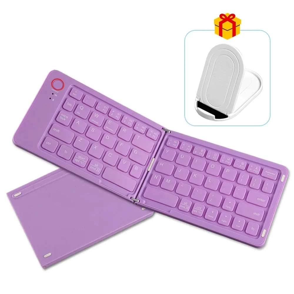 Dual-Foldable Phone Keyboard Bluetooth 5.1 Mini Rechargeable Wireless Keyboard For Windows Android IOS Laptop Phone Accessories