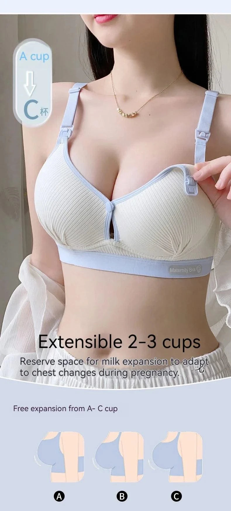 All-season Maternity Bra For Pregnant Women Breast-lifting Anti-sagging Front-opening Design For Breastfeeding Made  Pure Cotton
