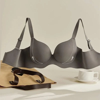 Wireless and Traceless Large Size Women's Underwear, Breast Collection, Anti-sagging, Simple Thin Mold Cup Bra, Stylish