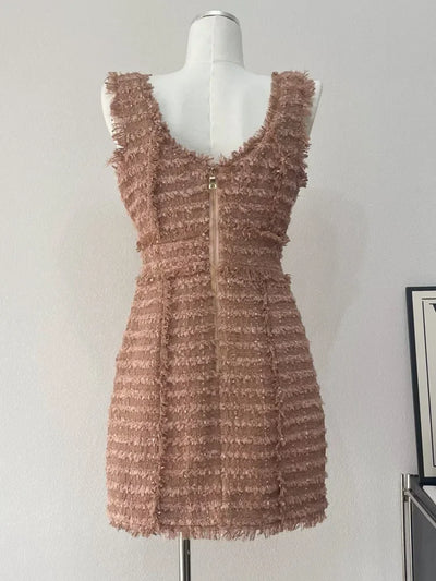 High Quality Luxury Small Fragrance Tweed Dresses For Women 2023 Summer Sweet Short Dress Party Vestidos Robes roupas feminina