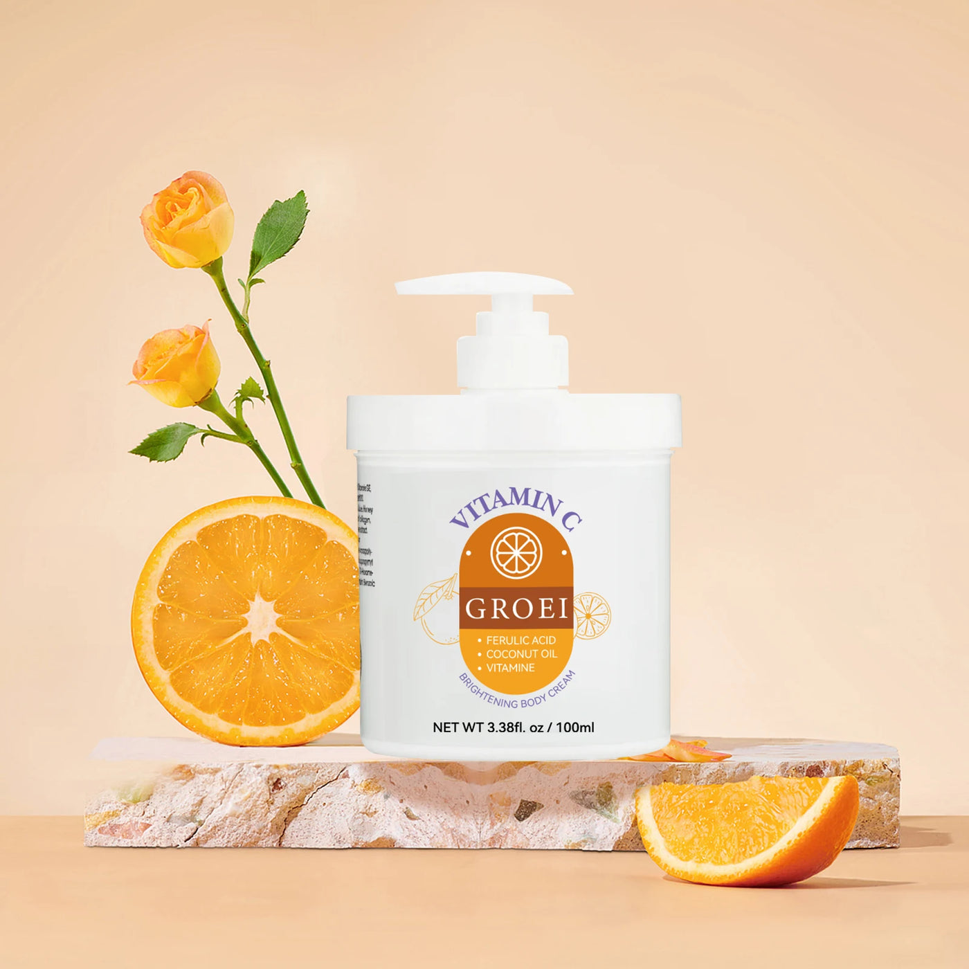 GROEI Brightening & Firming Orange Face Cream - 100ml for Radiant, Youthful Skin Moisturizing Cream