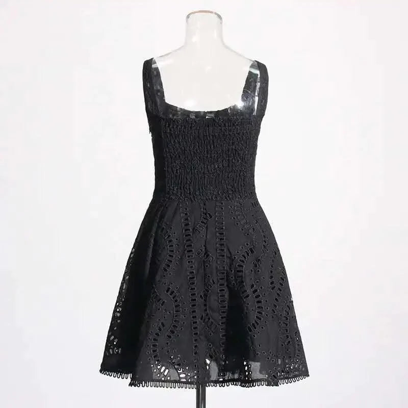 Summer Sundress Holiday Print Embroidery Cotton Short Cake Dress Women Sleeveless Tank Elastic Back Cocktail Party Vestidos