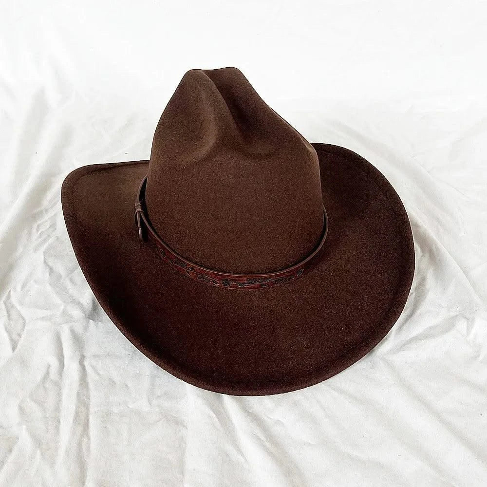 Men's Western Women's Cowboy Hat Army Green Men's Women's Cowboy Jazz Hat Wide Brim Felt Fedora Sombrero Hombre