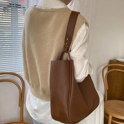 Luxury Tote Bag Woman 2025 Trend Large Capacity Female Shoulder Bag High Quality Leather Simple Designer Woman Handbag Purse