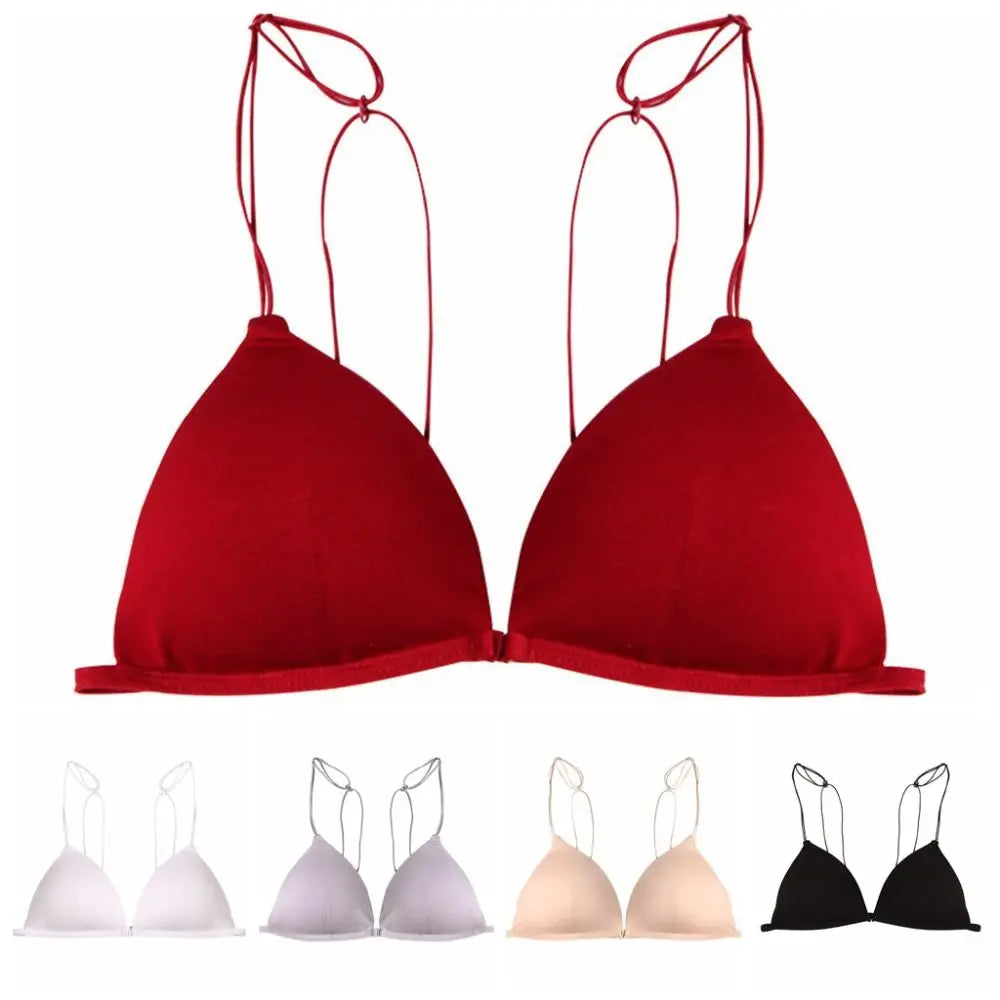 Breathable Triangle Bras for Women Beauty Back Push-up Wireless Bra Thin Strape Lingerie French Style Bra Girls