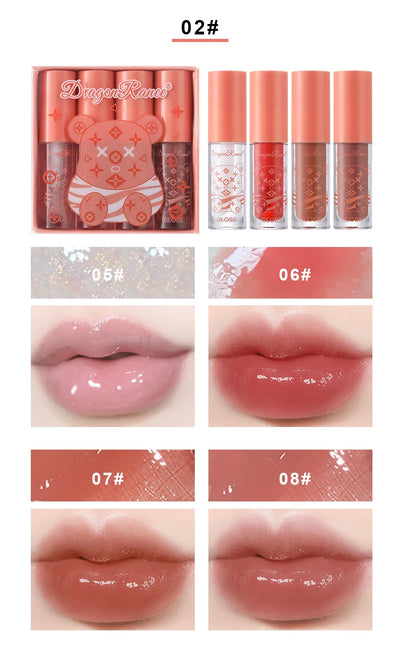 4 PCS Lip Ink Oil Set Hydrating Lip Gloss Pack Kit Moisturizer Waterproof Lip Tint Korean Makeup For Women Cosmetics