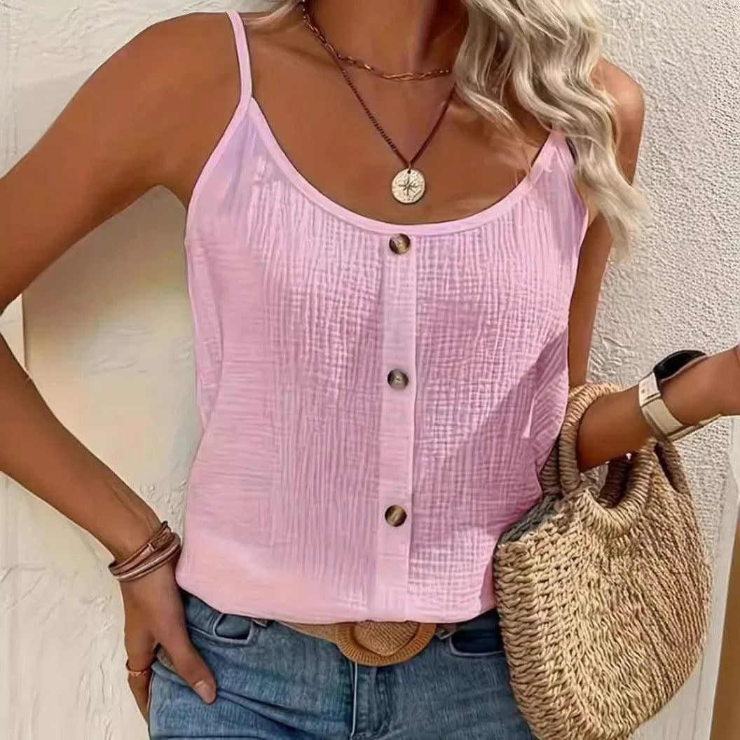 Women Cami Tops Slim Scoop Neck Backless
