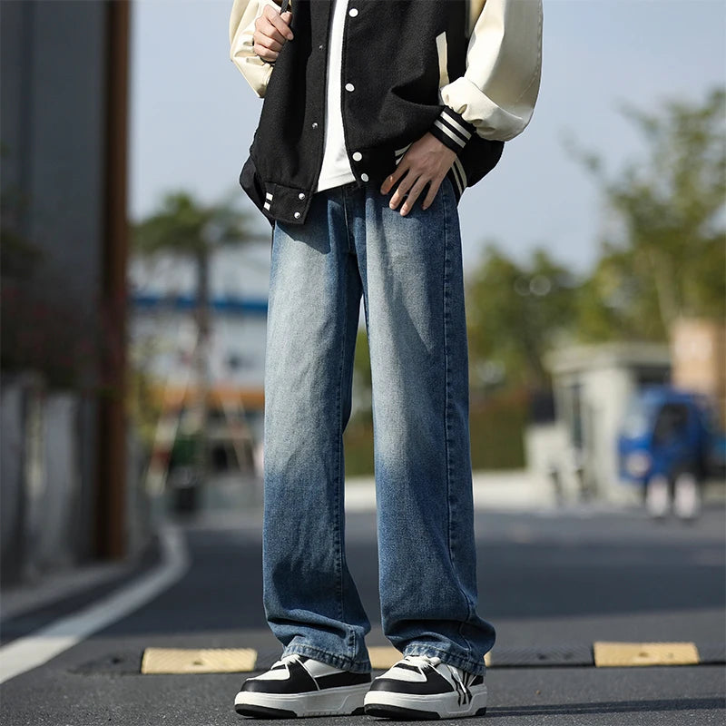 2025 New Men's Baggy Casual Jeans Male High Street Straight Leg Denim Pants American Classic Retro Autumn Casual Long Trousers
