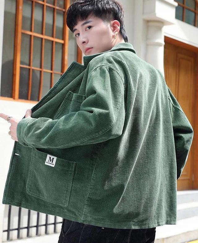Man Suits and Blazers Black Corduroy Jacket for Men Single Breasted Fashion 2024 Elegant Coats Classic Casual High Quality New