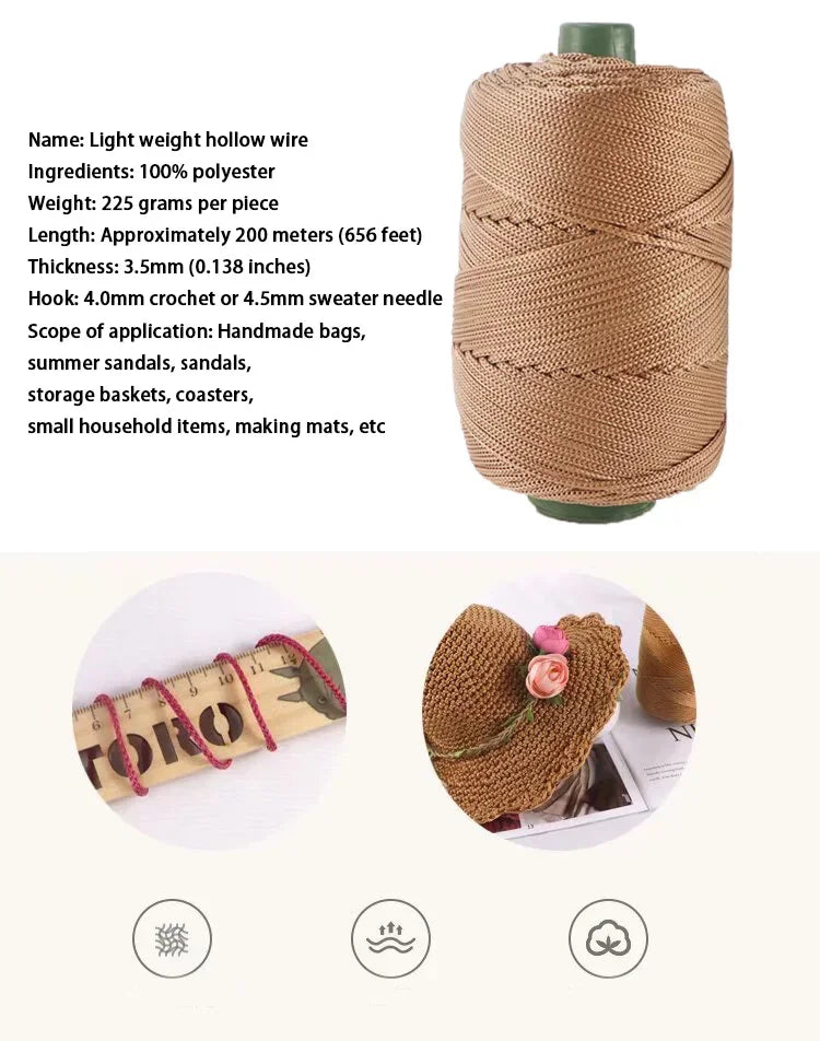 225g Lightweight Ice Silk Thread Handcrafted for Summer Cool Hats, Sun Hats, Storage Baskets, Seat Cushions, Yarn