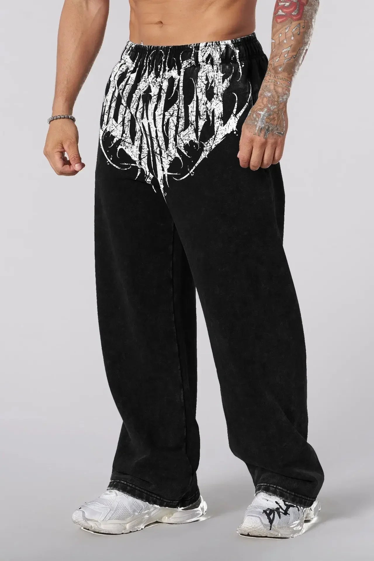 Men's straight legs wide pants fitness training casual sports outdoor running trousers fashion American style brand sports pants