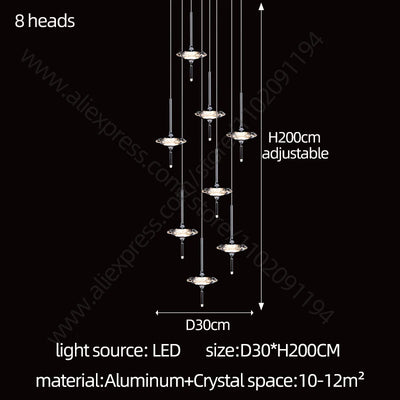 Led Chandelier Home Decoration Lighting Hanging Lamps Living Room Indoor Gloss Island Kitchen Lamps Chrome Staircase Chandelier