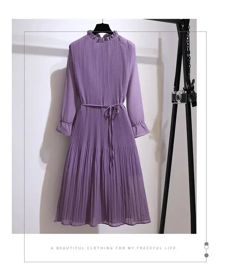 Purple Dresses for Women 2024 Woman Dress Midi Silk Satin Chiffon Clothes New Features of Sale Outfits Fashion Retro Hot X Xxl G