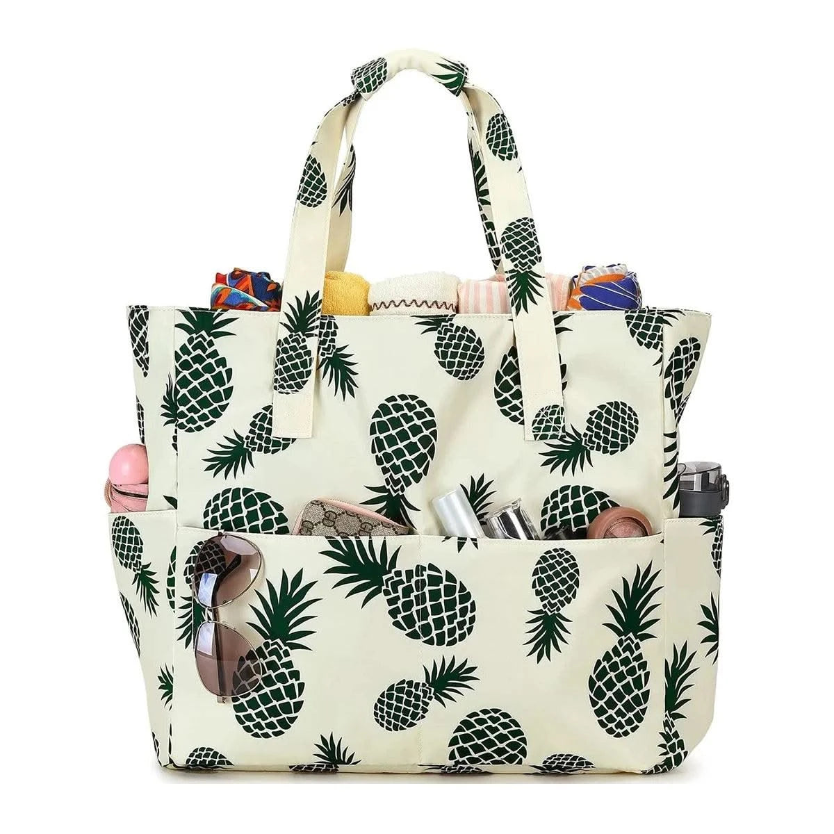 Beach Tote Bag Women Foldable Travel Bag with Anti-Sand Pocket
