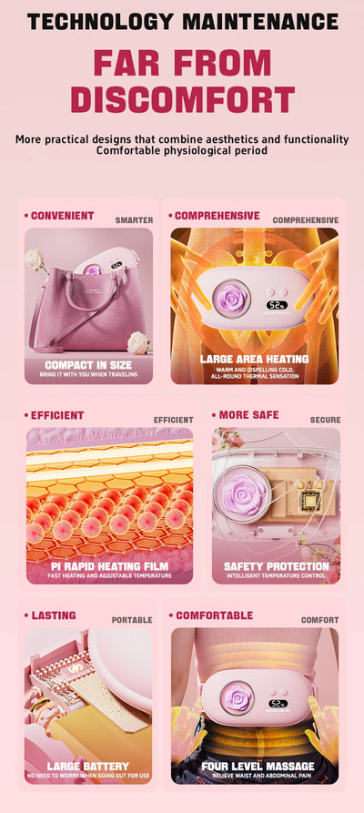 Women's uterus warming device+waist massager, warming the abdomen and relaxing the waist, understanding your gentle care
