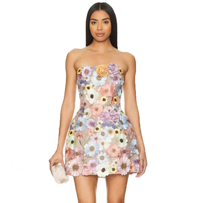Luxury Dresses Women 2025 Summer Prom Gown New Bodycon Mini Party Dress Retro Embroidered Flower Evening Gowns Brithday Outfits
