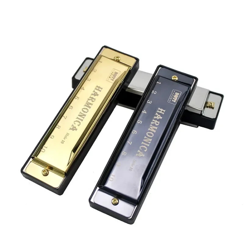 Metal Harmonica Key of C 10 Hole Chromatic Scale Harmonica with Box for Beginner Students Kids Gift