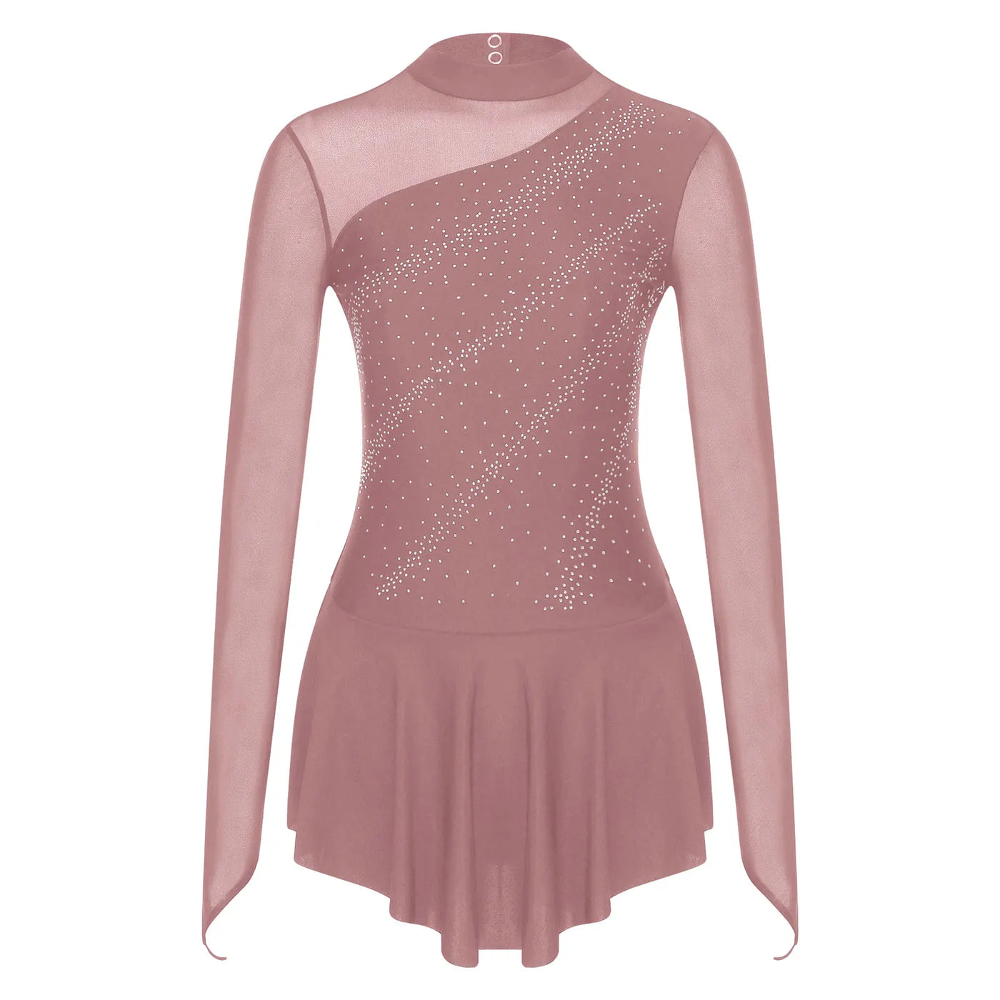 Women Modern Lyrical Dress Camisole Dance Costume Ballet Asymmetric High-Low Mesh Skirted Sleeveless Leotard Gymnastic Dancewear