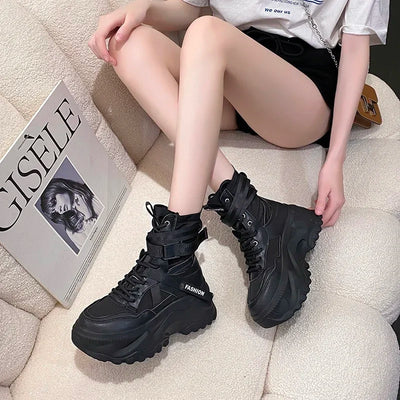 Women's Boots Platform Luxury Designer Shoes for Women  Lace Up Chunky Shoes Breathable Comfort  Ankle Boots Botas De Mujer
