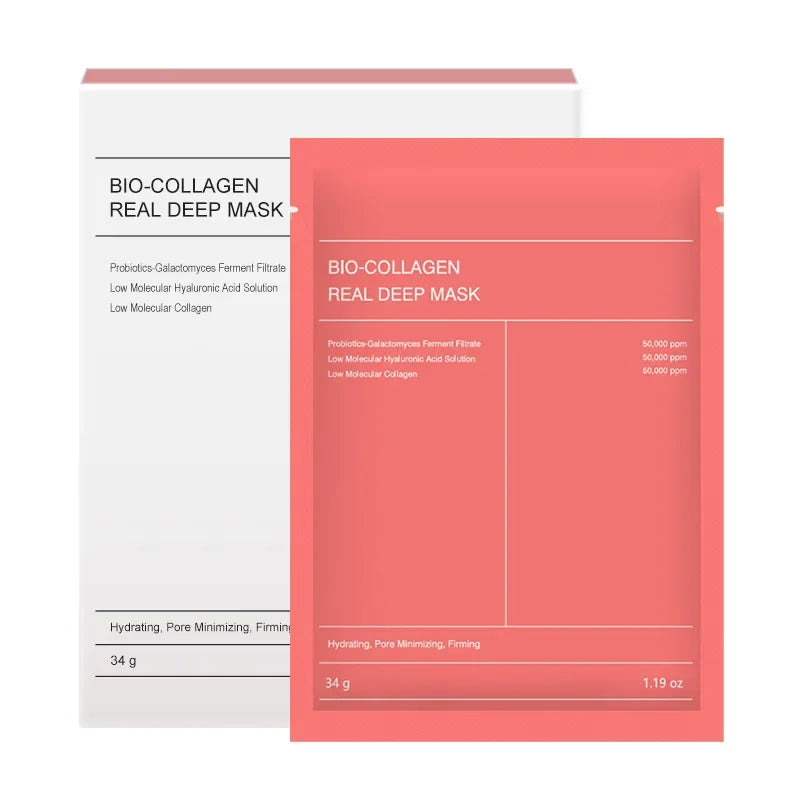 1-10Pcs Bio Collagen Face Mask Shrink Pores Deep Hydrating Overnight Mask Moisturizing Refreshing Brightening Face Skin Care - Elanique