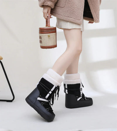 Snow Boots for Women Hairy Fuzzy Fluffy Furry Fur Boots 2025 Winter Boots for Women Waterprrof Pink Black White Fur Snow Boots