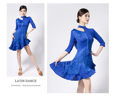 Fashion Latin Dance Wear for Women Latin Dresses Fringes Ballroom Practice Clothes Salsa Samba Dance Costumes