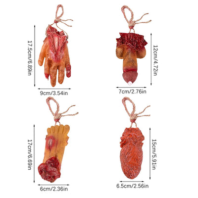 Halloween Party Ornament Horror Props Bloody Hand Fake Scary Finger Eyes Foot Brain Cock Dick Heart Organ Decor