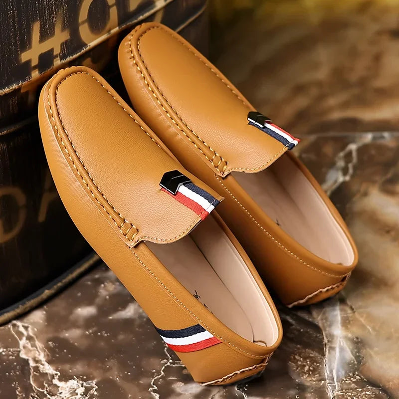 MAEDEF Men's Loafers High Quality Anti-slip Casual Shoes Men's Leather Loafer Outdoor Breathable Lightweight Soft Driving Shoes