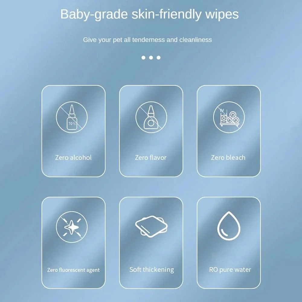 Pet Wipes Ro Pure Water Formula Pet Care Pet Health Care and Cleaning Pet Specific Cleaning Deodorizing Wet Tissue No Wash