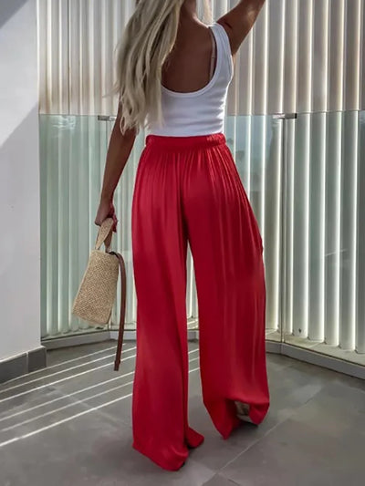 Loose Loungewear Wide Leg Pants, Women Spring Summer All Match Fashion Trousers, 2024 High Elastic Waist Ladies Pants Streetwear
