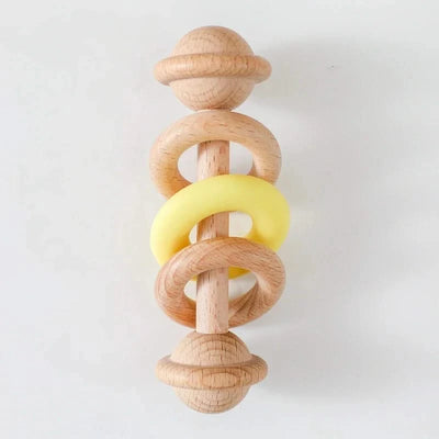 Baby Toys Wooden Rattles Silicone Ring Baby Rattles and Mobiles 0 12 Months Sensory Toys for Baby  Wooden Teether for Baby Gifts