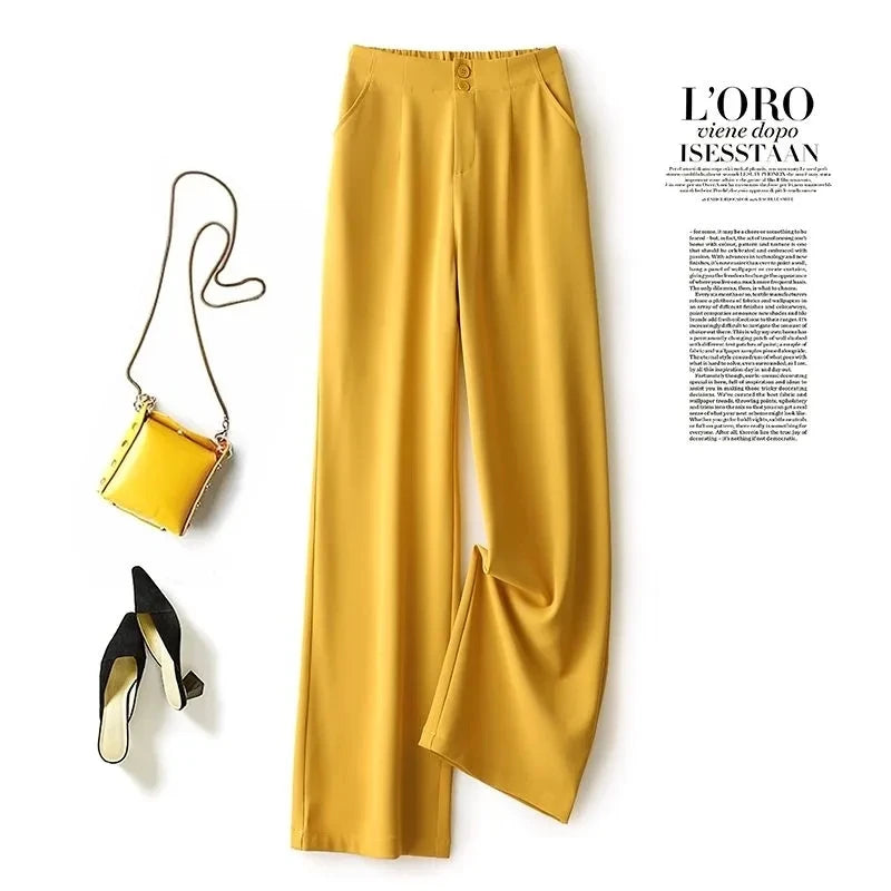 Suit Wide Leg Pants for Women in Summer with A High Waistline  2023 New Loose and Slim Straight Tube Casual Chiffon Pants