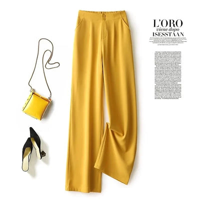 Suit Wide Leg Pants for Women in Summer with A High Waistline  2023 New Loose and Slim Straight Tube Casual Chiffon Pants