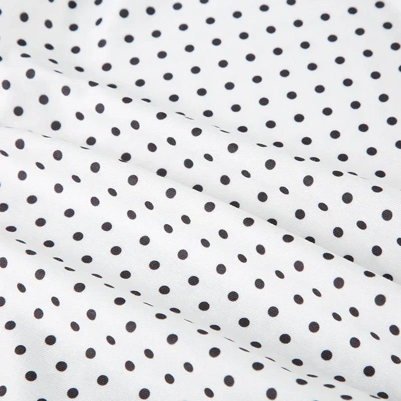 Sleeveless Short Dot Print Women Dresses Slim Fit Elegant Simple Office Lady Trendy Clothes